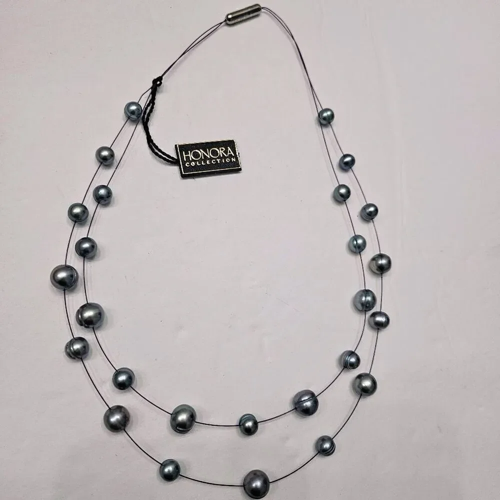 NWT Honora Collection Grey Pearl layered Necklace